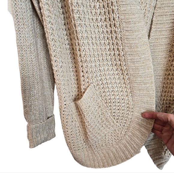 RD Style Womens Open Front Cardigan Delicate Knit Beige Cream Medium New - Picture 4 of 12